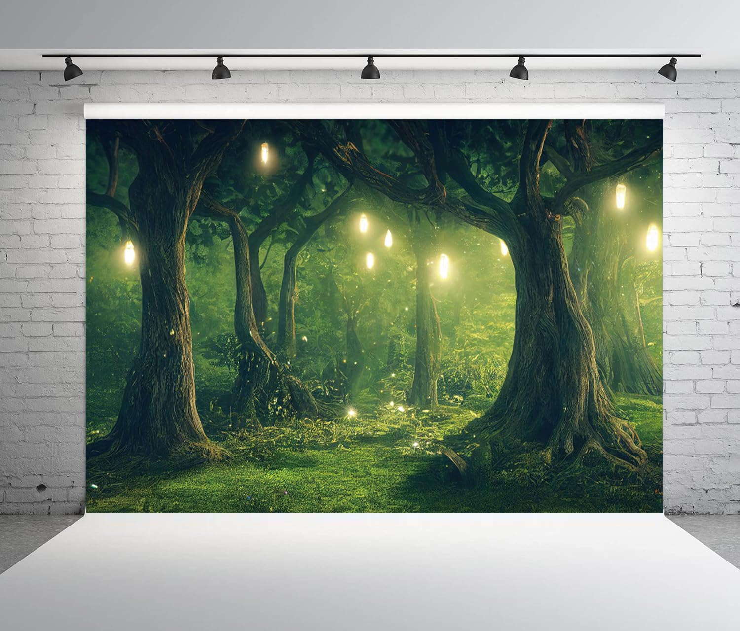 Renaiss 10x8ft Enchanted Forest Backdrop Green Jungle Fairytale Garden Magic Trees Wonderland Woodland Polyester Photography Background for Wedding Baby Shower Birthday Party Photo Studio Props - Image 4