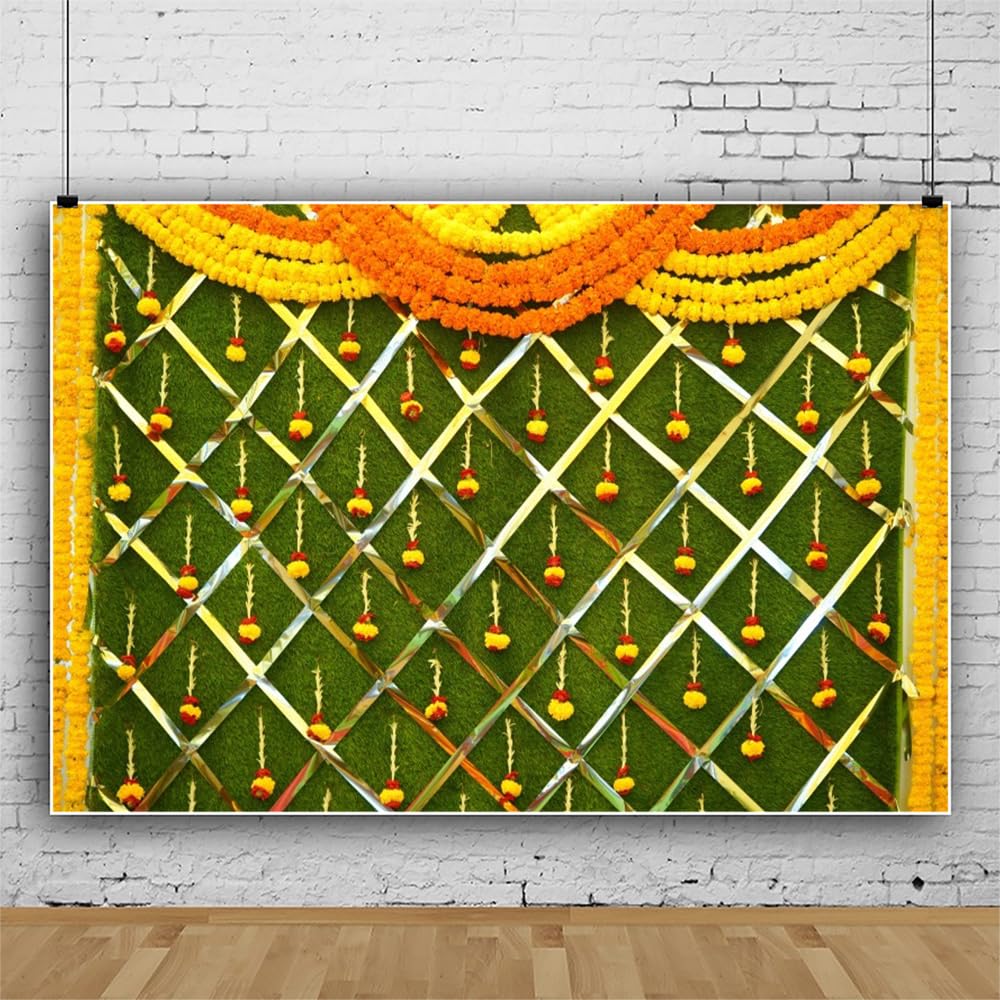 Renaiss 10x8ft Indian Traditional Backdrop Macrame Marigold Garland Marriage Diwali Festival Photography Background for Wedding Bridal Shower Anniversary Party Decor Photo Props - Image 8