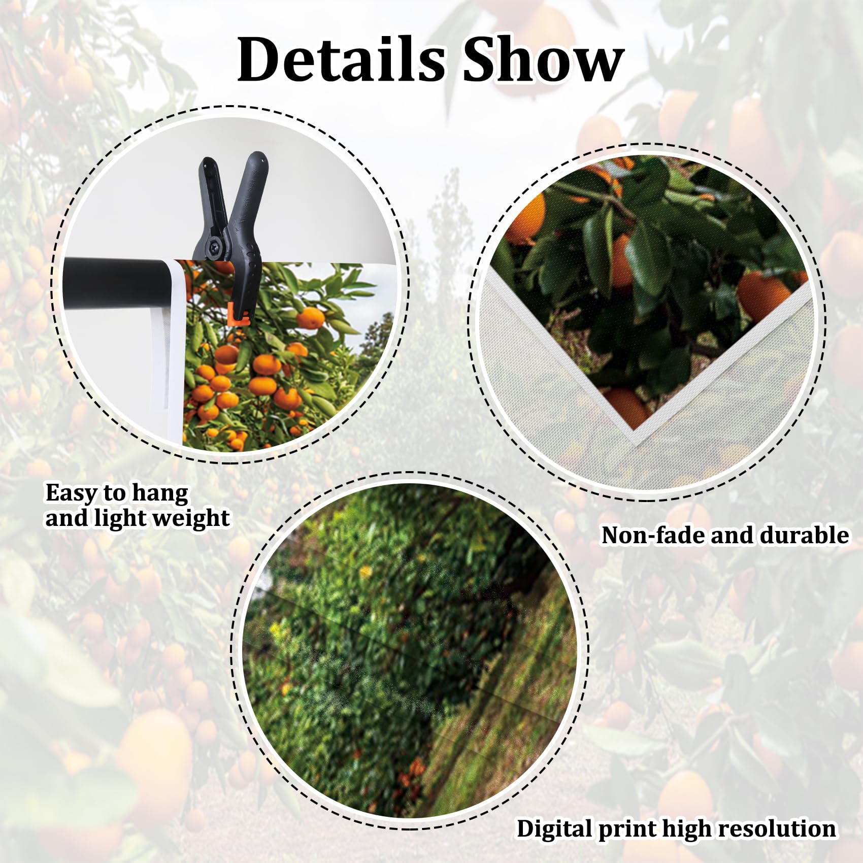 Renaiss 10x8ft Orange Trees Backdrop for Photoshoot Autumn Harvest Tangerine Orchard Photography Background Photo Booth Live Broadcast Video Props Rural Portraiture Outdoor Events Party Decoration - Image 4
