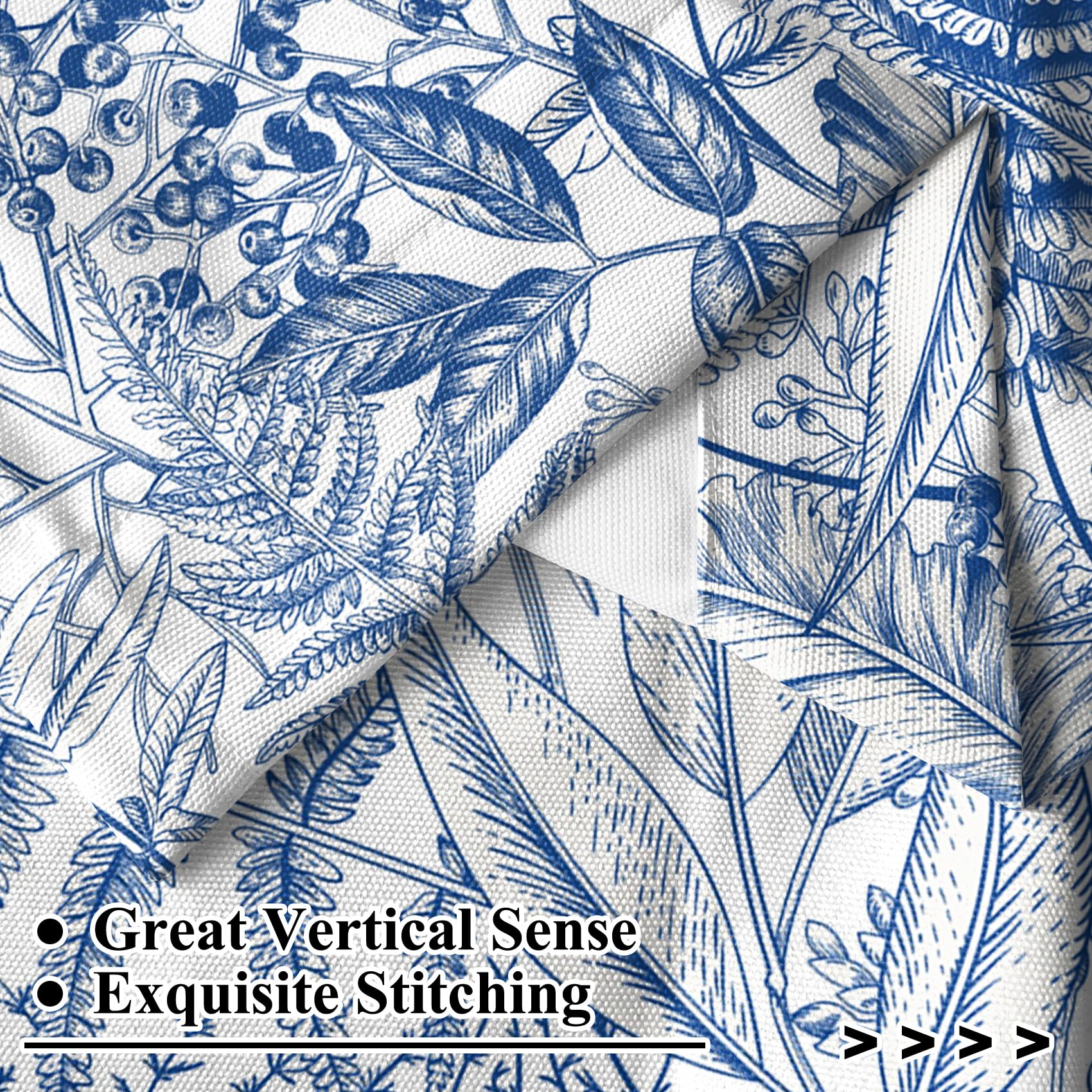 Renaiss 52 x 12 Inch Short Linen Valance Valances Farmhouse Blue Floral Print Curtains for Kitchen Bathroom Living Room Bedroom Privacy Decorative Rod Pocket Short Window Valance Curtain - Image 4