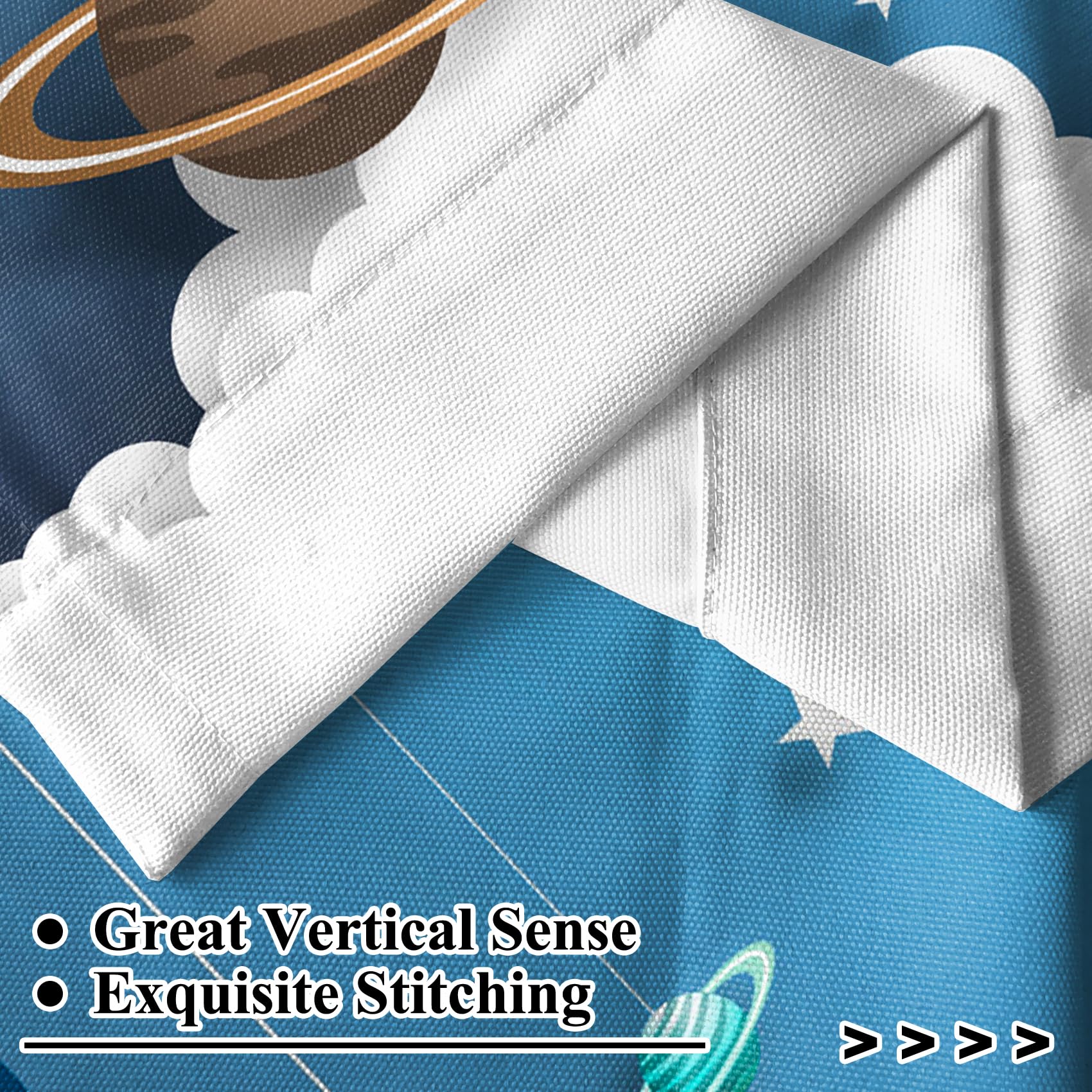 Renaiss 42 x 63 Inch Cartoon Space Rocket Curtains for Boys Room Universe Galaxy Planet Kids Space Theme Curtain Decor Light Filtering Window Treatments Drapes for Nursery Teen Child Bedroom 2 Panels - Image 4