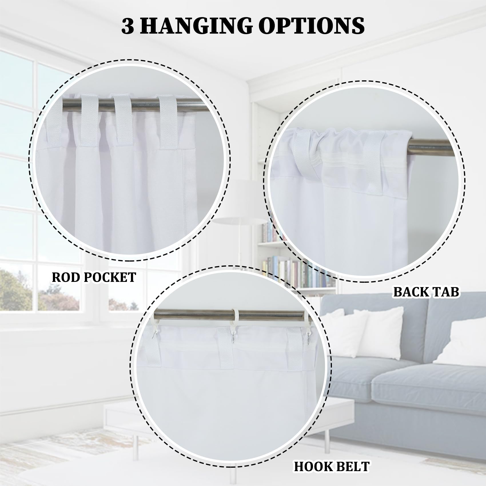 Renaiss 42x18 Inch Ocean Beach Bathroom Curtains Window Palm Leaves Tropical Plant Kitchen Cafe RV Window Valance Summer Seaside Short Window Treatment Blue Sky Cloudy Blackout Window Drapes - Image 5