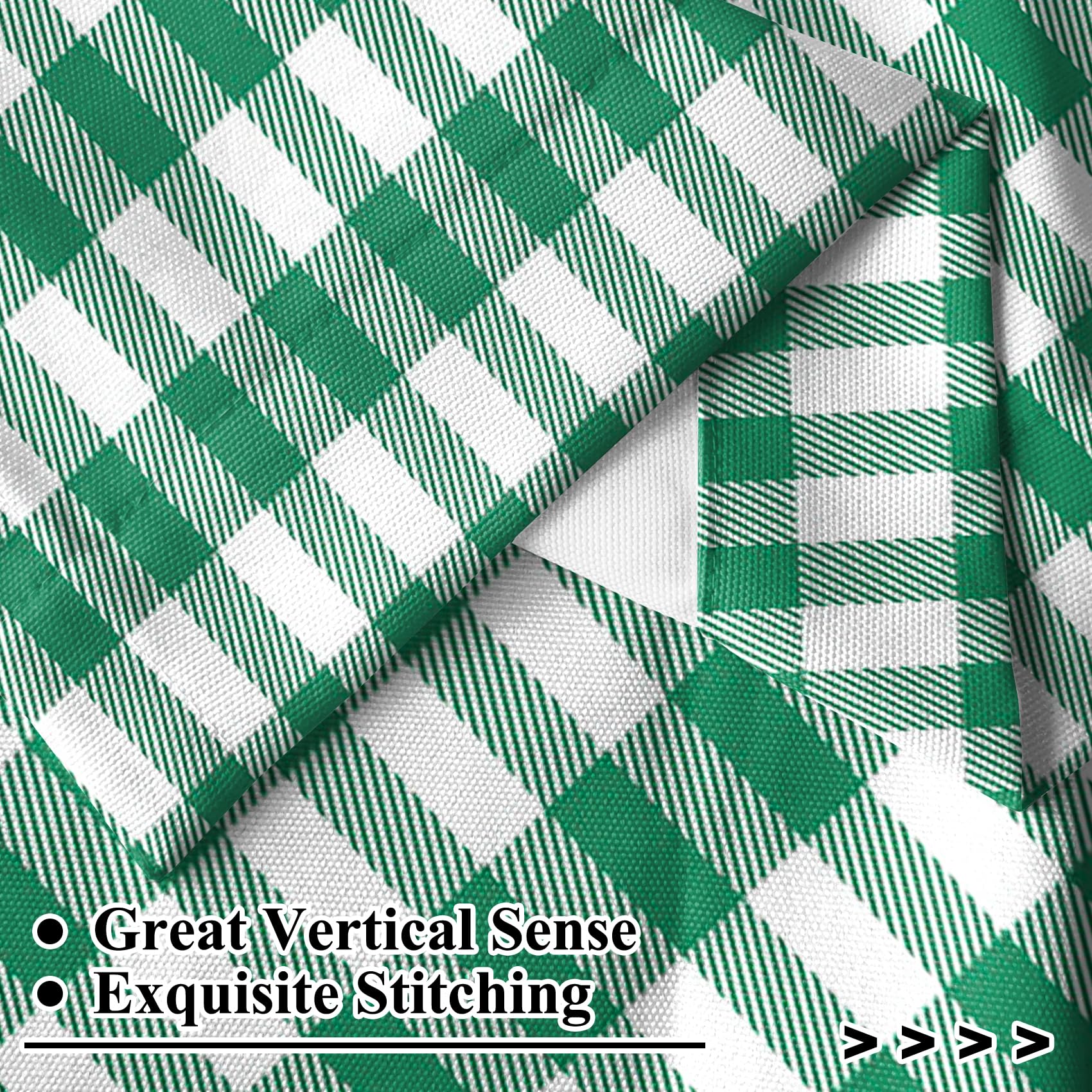 Renaiss 52 x 18 Inch Buffalo Plaid Gingham Cafe Window Valance Curtains Farmhouse Check Valances Curtain Kitchen Bathroom Dining Room Light Filter Topper Window Curtains with Hook Belt Green White - Image 4