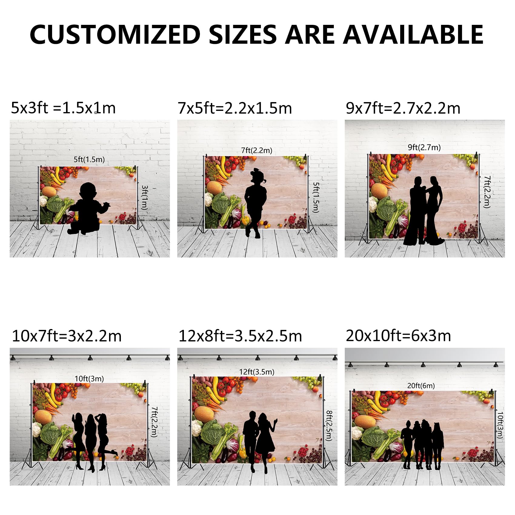 Renaiss 5x3ft Fresh Vegetables Fruit Photography Backdrop Wooden Cabbage Market Restaurant Banner Berry Food for Healthy Nutrition Vegetarian Concept Theme Party Background Kids Birthday Photo Props - Image 7