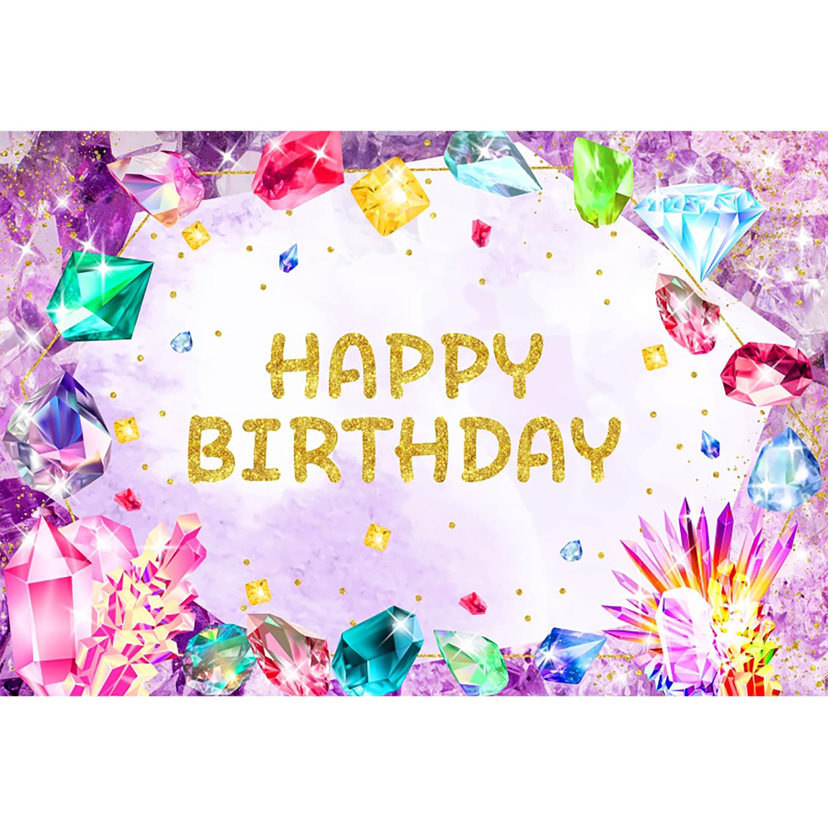 Renaiss 5x3ft Gemstone Birthday Backdrop for Her She is a Gem Birthday Photography Background Happy Birthday Banner Jewel Diamond Crystal Princess Girls Kids Birthday Party Decor Photo Booth Props - Image 5