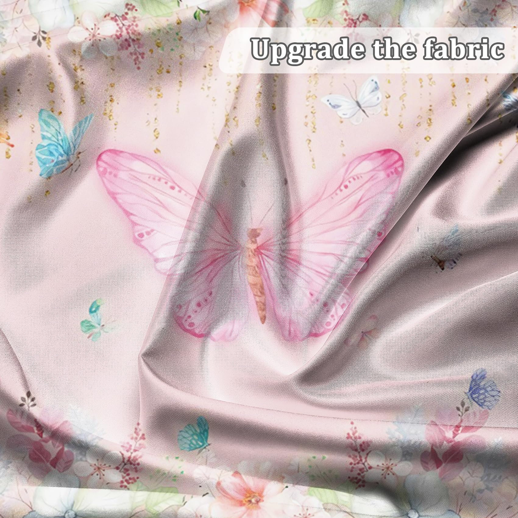 Renaiss 5x4ft Butterfly Baby Shower Backdrop Fabric Elegant Pink Florals Photography Background for Girls Princess Butterflies Birthday Party Decorations Cake Table Banner Events Photo Booth Prop - Image 4