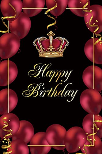 Renaiss 5x7ft Gold Crown Backdrop for Photoshoot Man Woman Portrait Golden Ribbons Burgundy Red Balloons Luxury Photography Background Happy Birthday Banner Poster Bday Party Decors Photo Studio Prop - Image 5