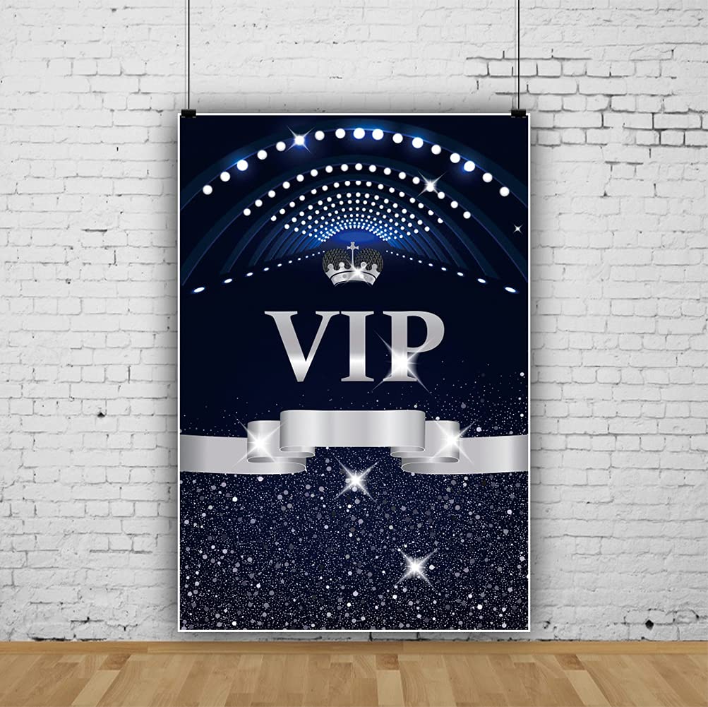 Renaiss 5x7ft VIP Backdrop for Photoshoot Woman Man Portrait Silver Crown Ribbon Glittering Neon Corridor Photography Background Movie Night Red Carpet Birthday Awards Party Decors Photo Studio Props - Image 4