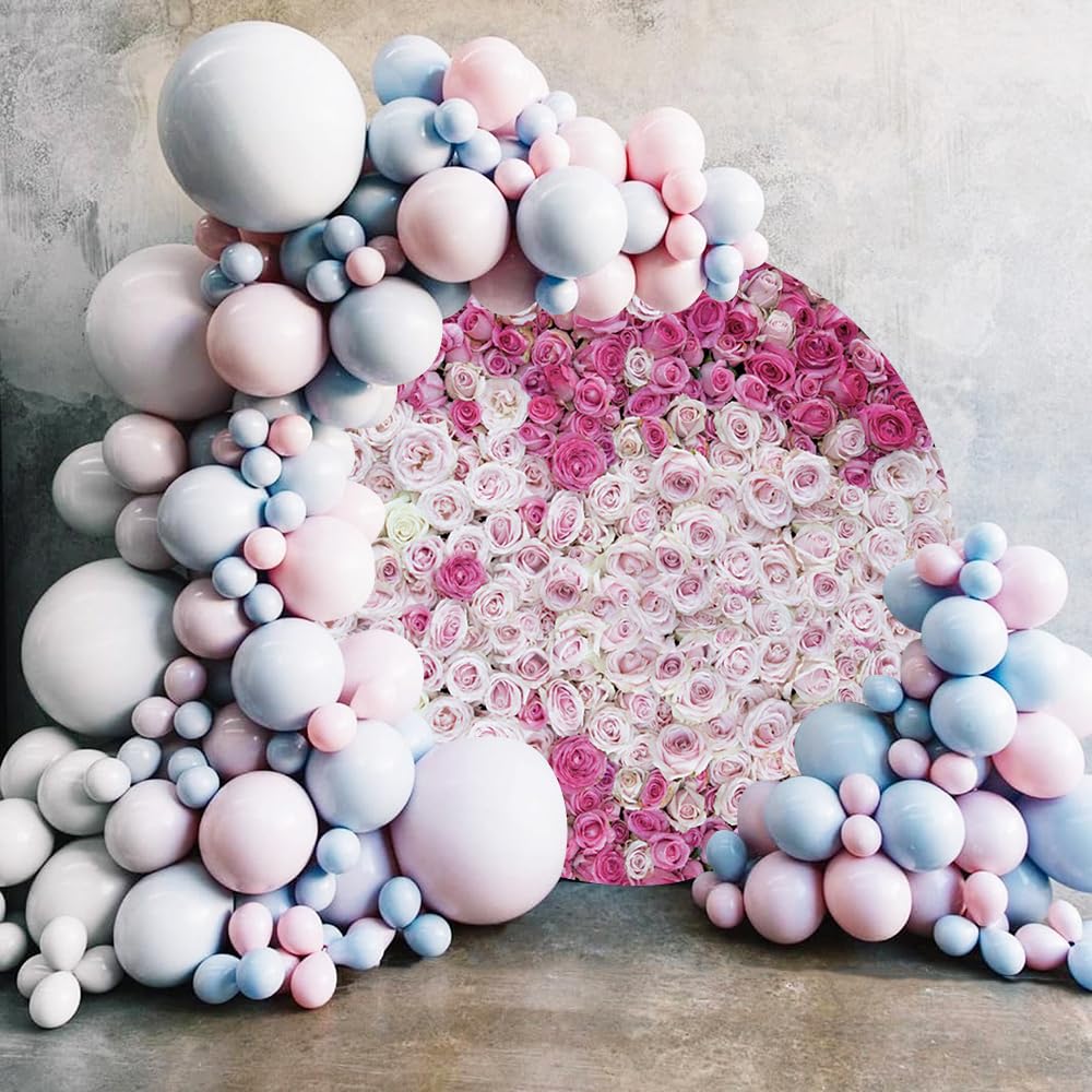 Renaiss 6.5x6.5ft Pink Rose Flowers Round Backdrop Cover Rose Wall Circle Photography Background Wedding Bridal Shower Girls Birthday Party Decors Mother's Day Valentine's Day Arch Photo Booth Props - Image 3