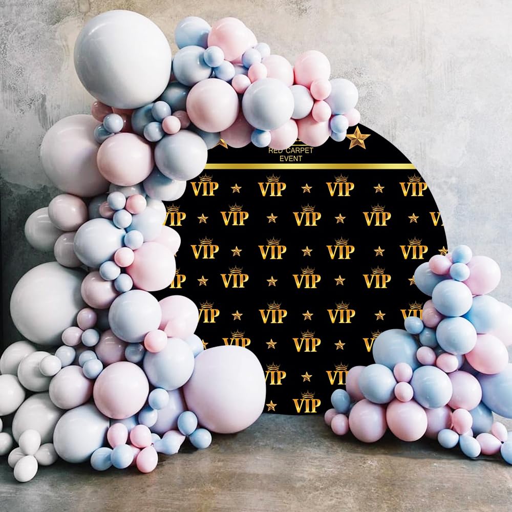 Renaiss 6.5x6.5ft VIP Round Backdrop for Photoshoot Man Woman Portrait Royal Gold Crown Stars Black Photography Background Red Carpet Event Photocall Catwalks Stage Premiere Party Decor Photo Prop - Image 3