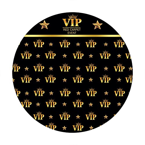 Renaiss 6.5x6.5ft VIP Round Backdrop for Photoshoot Man Woman Portrait Royal Gold Crown Stars Black Photography Background Red Carpet Event Photocall Catwalks Stage Premiere Party Decor Photo Prop - Image 4