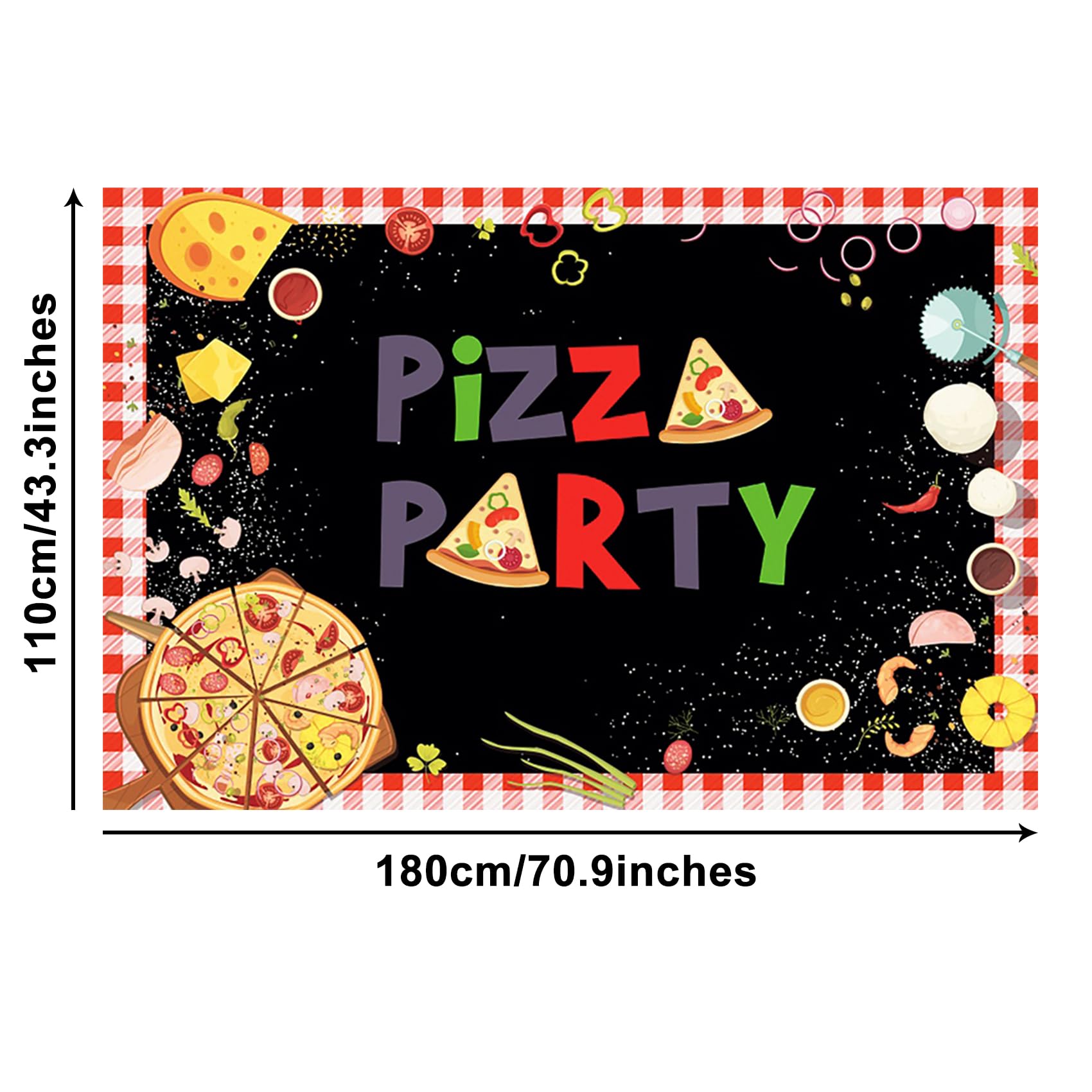 Renaiss 6x3.6ft Pizza Party Banner Kids Cooking Theme Birthday Party Decoration Red and Black Pizza Baby Shower Birthday Newborn Welcome Party Background Cooking Delicious Food Theme Party Yard Sign - Image 5
