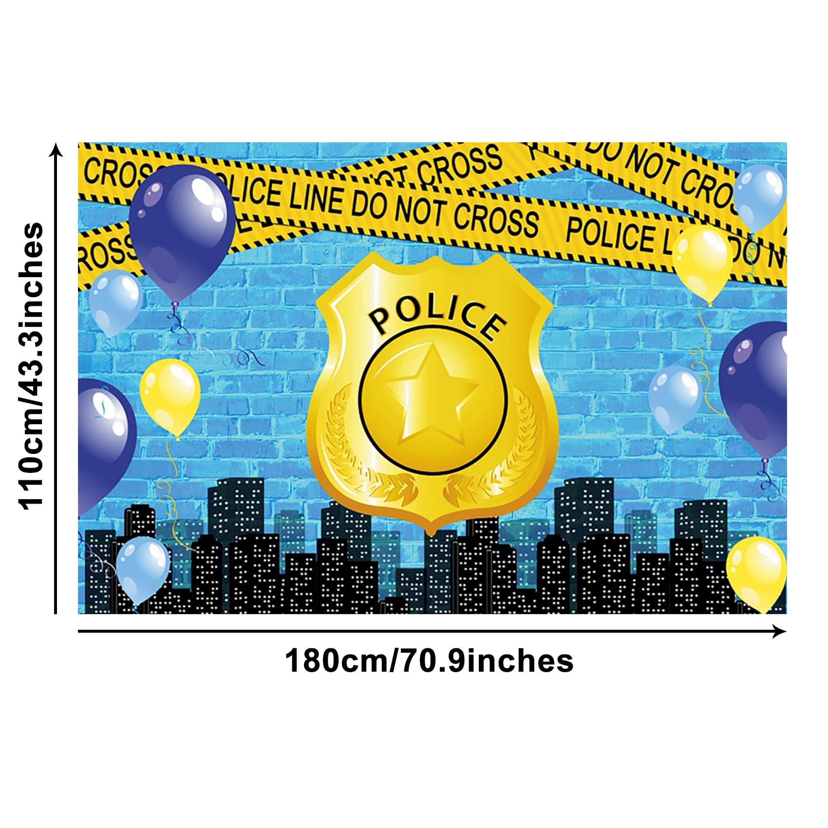 Renaiss 6x3.6ft Police Banner - Blue Brick Wall Party Decoration Warning Tape Background for Kids Birthday Yard Sign - Image 5