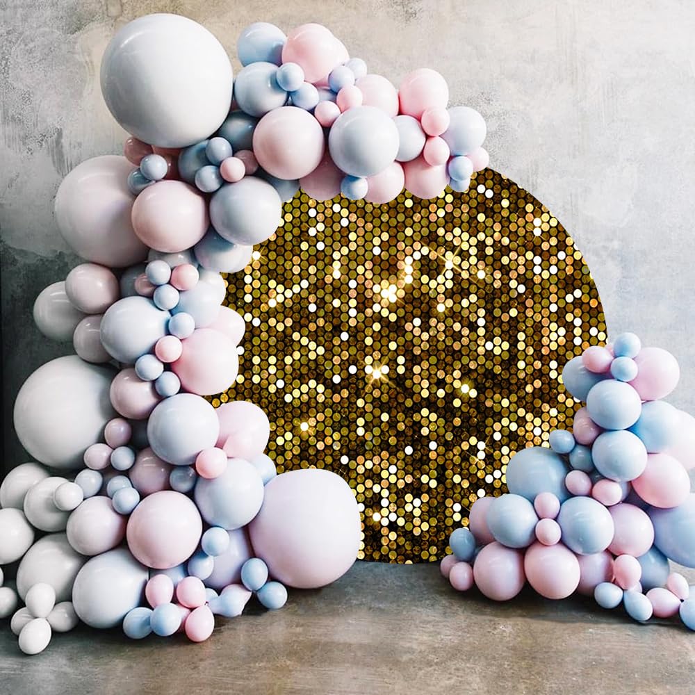 Renaiss 6x6ft Glittering Golden Dots Round Backdrop Covers for Photoshoot Vintage Twinkling Circle Photography Background Birthday Portrait Graduation Prom Music Party Decoration Photo Booth Props - Image 3