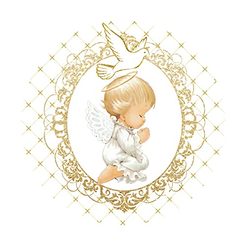 Renaiss 7.2x7.2ft Baby Angel Round Backdrop Cover Pigeon Glittering Garland Little Angel Circle Photography Background Baby Shower Baptism First Holy Communion Birthday Party Decor Photo Booth Props - Image 4