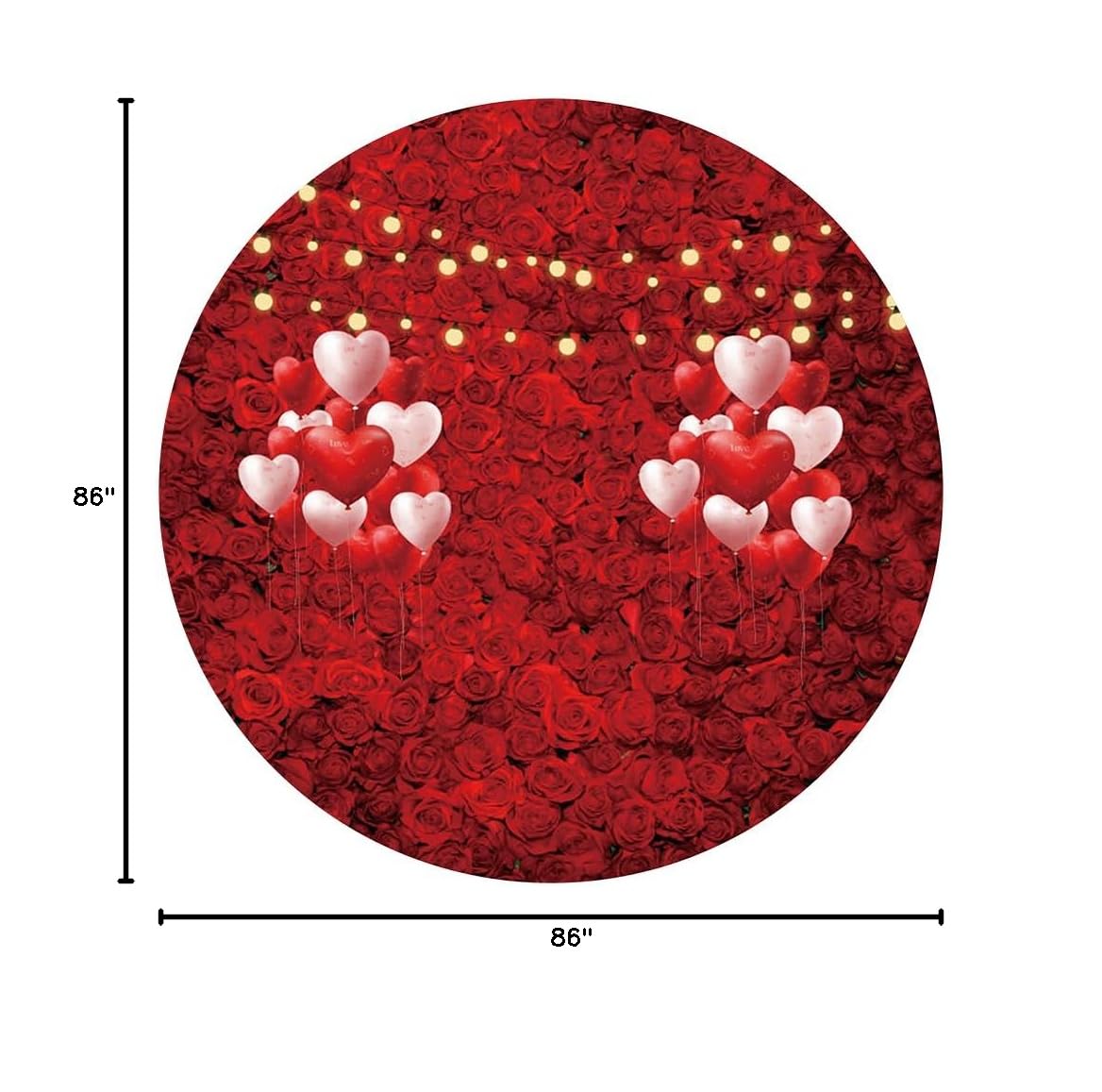 Renaiss 7.2x7.2ft Red Rose Flowers Round Backdrop Cover Love Heart Valentine's Day Mother's Day Circle Photography Background Bridal Shower Wedding Girls Birthday Party Decor Arch Photo Booth Props - Image 9