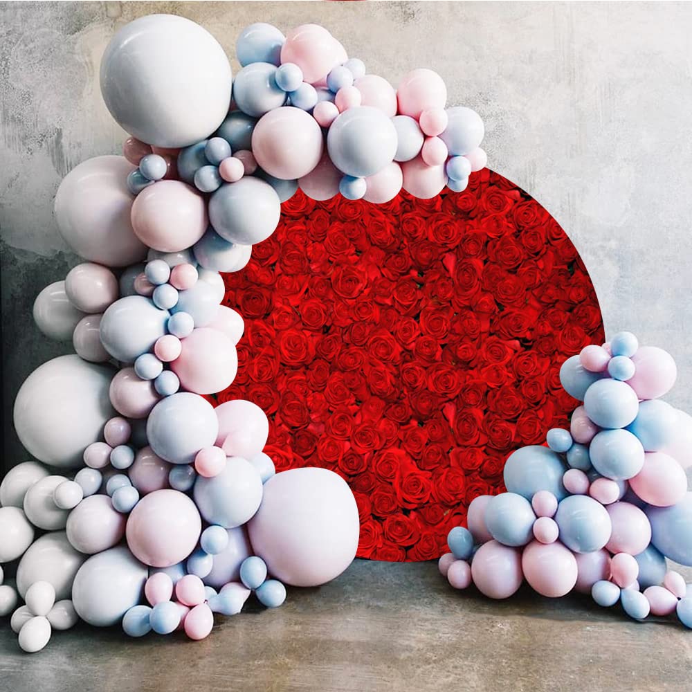 Renaiss 7.2x7.2ft Red Rose Round Backdrop Cover Rose Flowers Wall Wedding Circle Photography Background Bridal Shower Baby Shower Girls Birthday Party Decors Valentine's Day Arch Photo Booth Props - Image 4