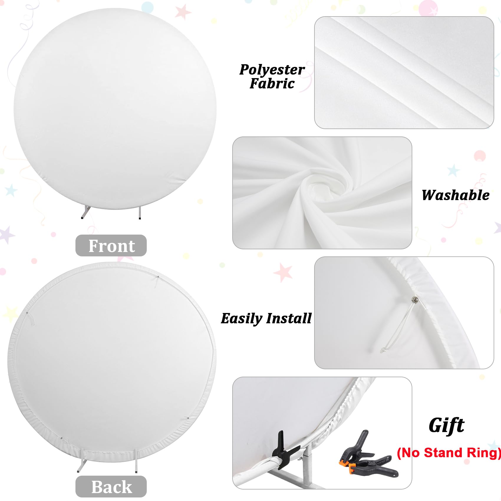 Renaiss 6x6ft Glittering Golden Dots Round Backdrop Covers for Photoshoot Vintage Twinkling Circle Photography Background Birthday Portrait Graduation Prom Music Party Decoration Photo Booth Props - Image 5