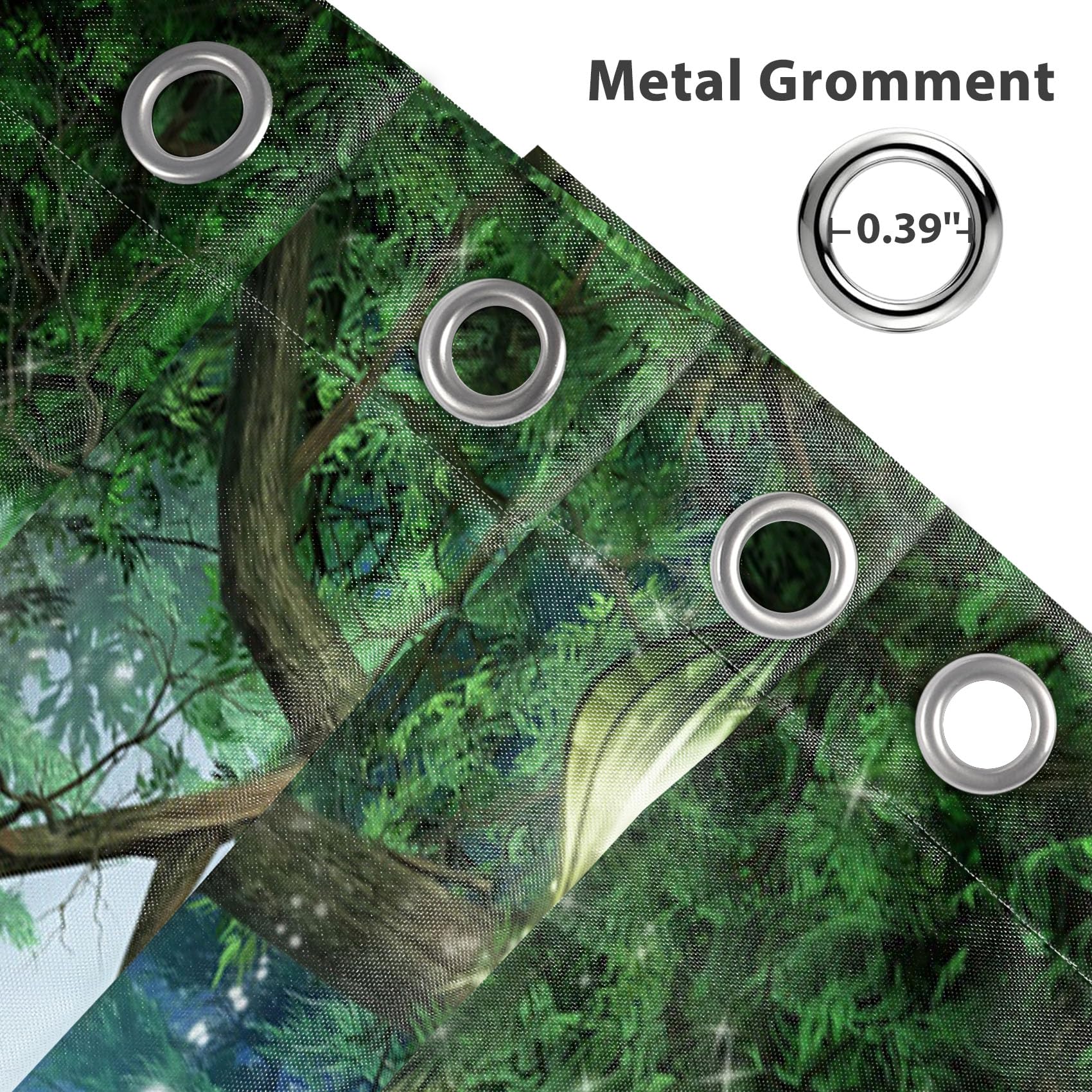 Renaiss 72x72 Inches Enchanted Forest Shower Curtains for Bathroom Wonderland Fantasy Shower Curtain Fairy Tales Magic Tree Full Moon Lanterns Jungle Bath Curtain Decorative Waterproof with Hooks - Image 4