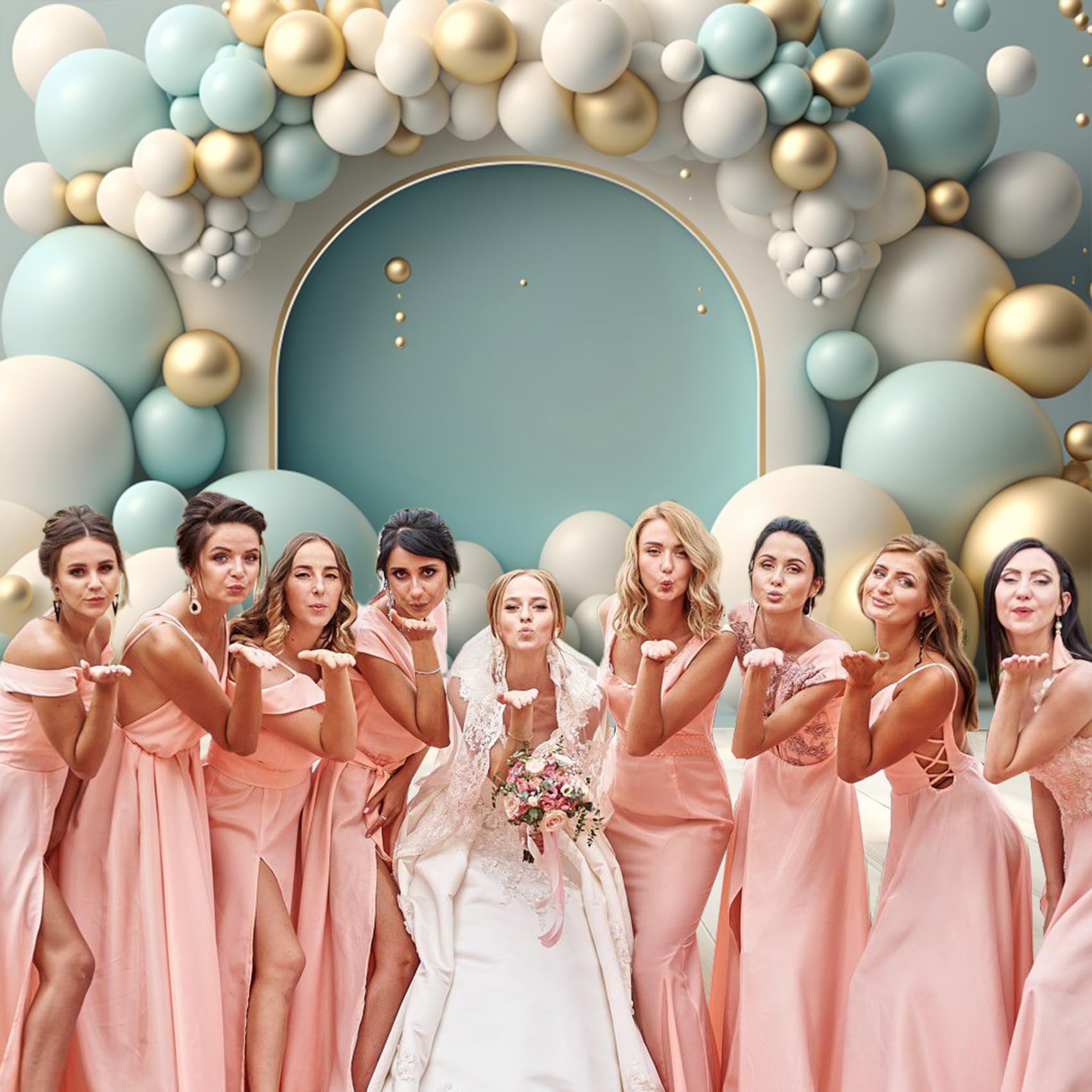 Renaiss 7x5ft 3D Balloons Photo Backdrop Blue White Balloon Arch Photography Background Birthday Wedding Party Cake Smash Banner Baby Shower Newborn Decor Portrait Photoshoot Photo Props - Image 4