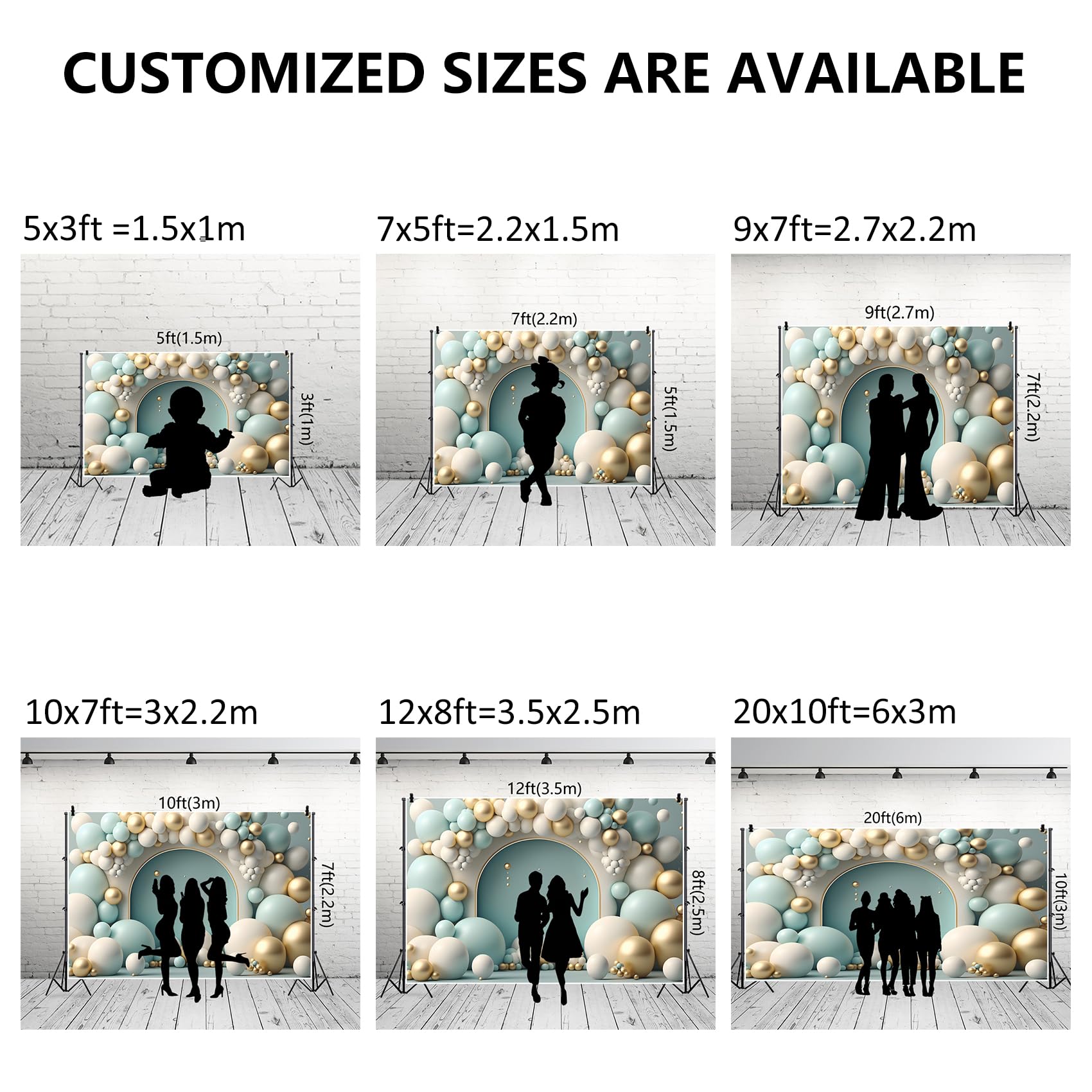 Renaiss 7x5ft 3D Balloons Photo Backdrop Blue White Balloon Arch Photography Background Birthday Wedding Party Cake Smash Banner Baby Shower Newborn Decor Portrait Photoshoot Photo Props - Image 7