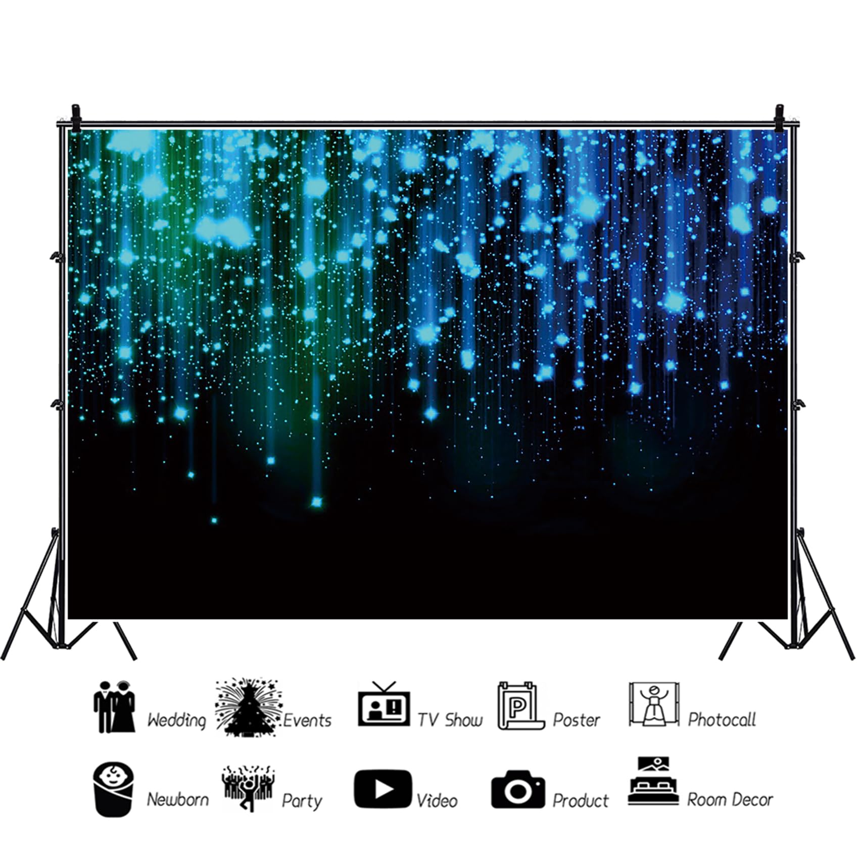 Renaiss 7x5ft Fluorescence Party Backdrop for Photoshoot Boys Girls Portrait Green Blue Neon Splatter Photography Background Dis-co Sock Hop Music Festival Birthday Glow Party Decor Photo Booth Props - Image 3