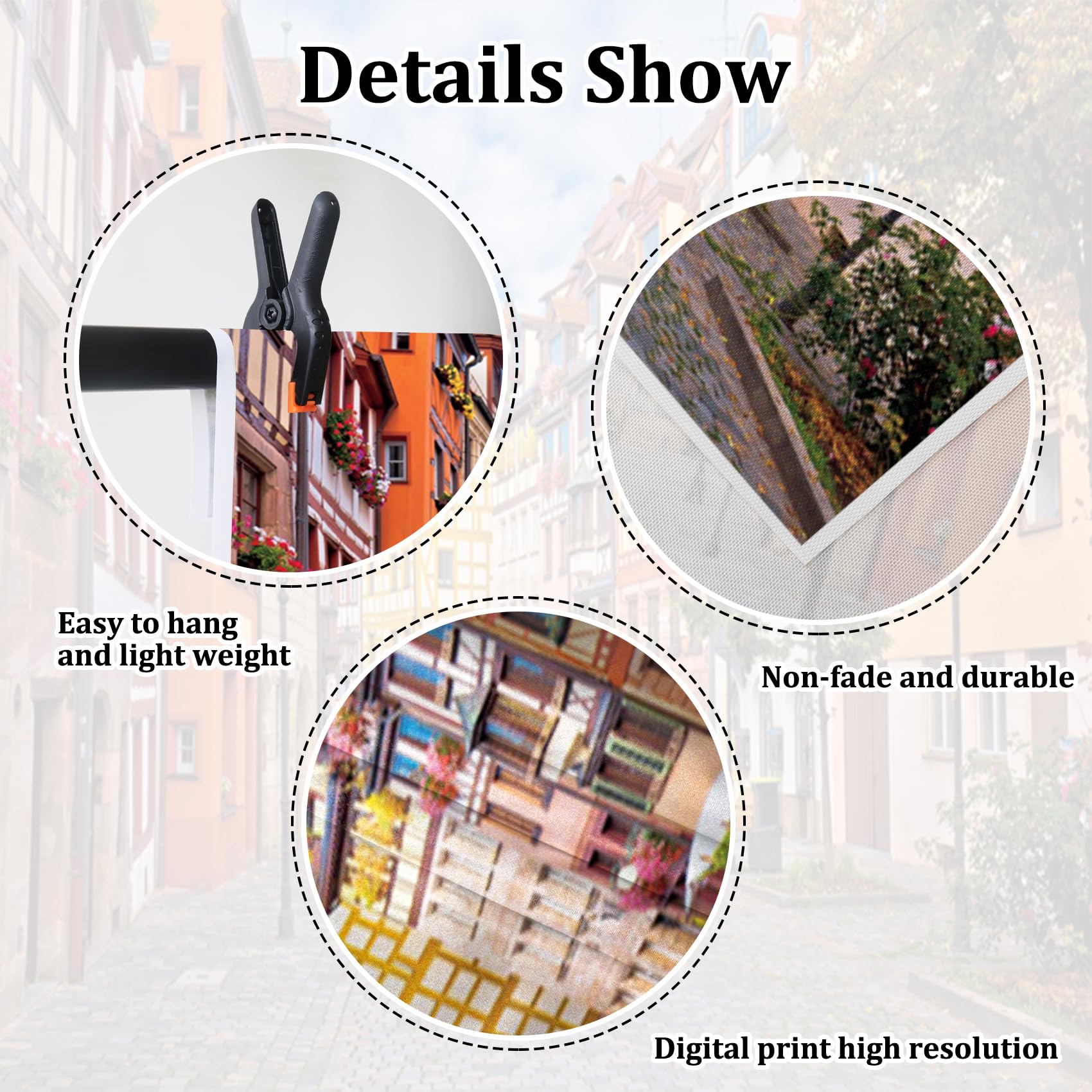 Renaiss 7x5ft Germany Town Street Backdrop Bavaria Oktoberfest Festival Deocr Banner Nuremberg Weisberg Historical Street Travel Photography Background Adult Portrait Photoshoot Studio Props Fabric - Image 4