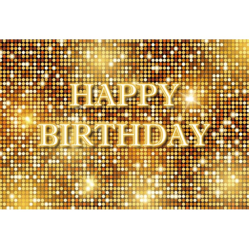 Renaiss 7x5ft Golden Disco Birthday Backdrop Gold Glittering Neon Birthday Photography Background Karaoke Halos Gold Flash Happy Birthday Banner Birthday Party Decor Shinning Wall Photo Booth Props - Image 4