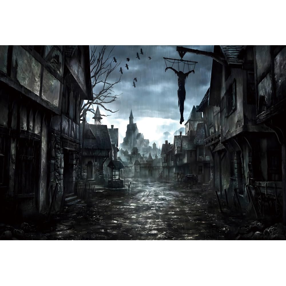 Renaiss 7x5ft Halloween Backdrop Scary Dark Night Clouds Lightning Horrorible Haunted Church Backdrops for Photography Background for Kids Theme Party Supplies Banner Photo Shoot Booth Props - Image 4