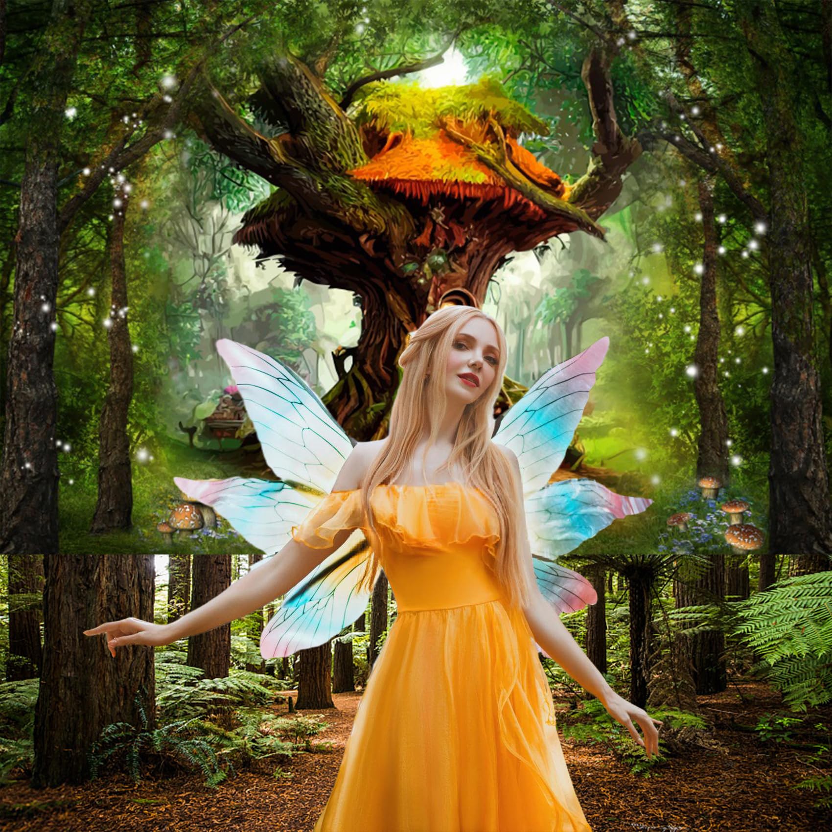 Renaiss 7x5ft Magic Tree House Backdrop Elf House Fairy Tale Princess Enchanted Wonderland Forest Photography Backgrounds Mushroom Girls Birthday Artistic Portrait Photoshoot Video Studio Props - Image 4