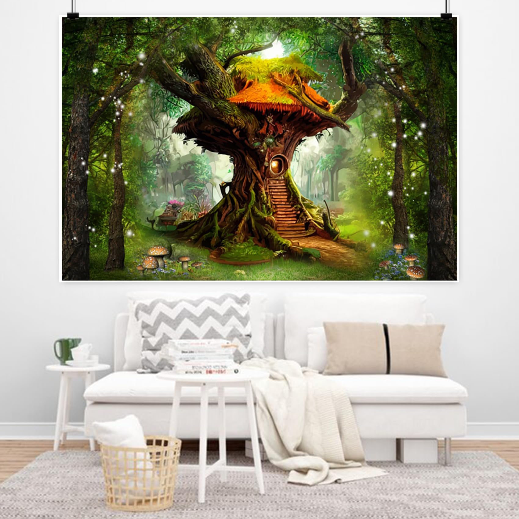 Renaiss 7x5ft Magic Tree House Backdrop Elf House Fairy Tale Princess Enchanted Wonderland Forest Photography Backgrounds Mushroom Girls Birthday Artistic Portrait Photoshoot Video Studio Props - Image 5