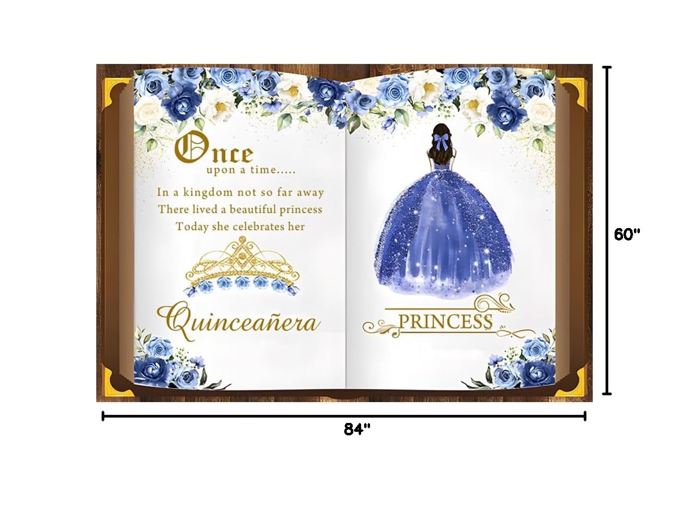 Renaiss 7x5ft Quinceañera Backdrop Fairy Tale Books Mis Quince 15 Anos Photography Background Once Upon A Time Blue Storybook Princess Girls 15th Birthday Party Decors Magic Book Photo Booth Props - Image 9