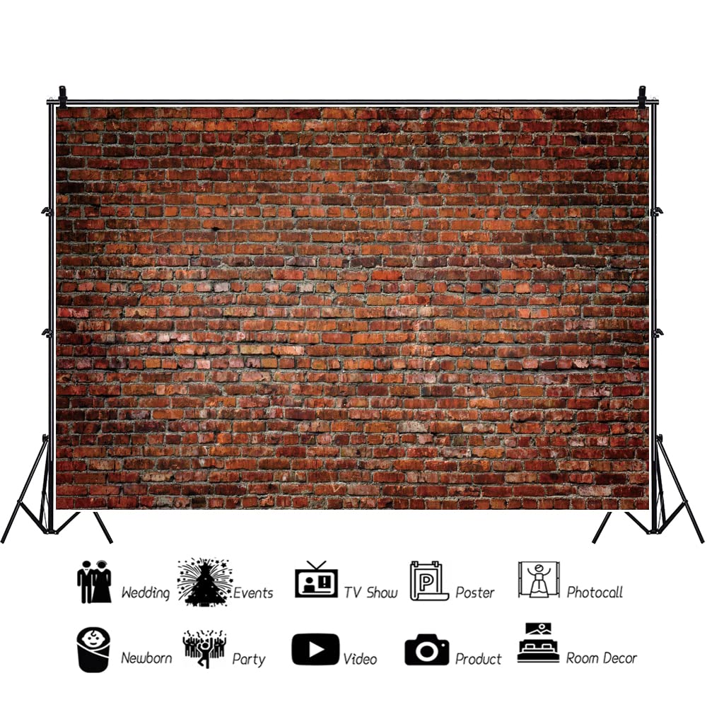 Renaiss 7x5ft Red Brick Wall Backdrop Polyester Fabric Rustic Old Brick Photo Photography Background for Newborn Baby Shower Kids Adult Birthday Party Decor Banner Photo Booth Studio Props - Image 4