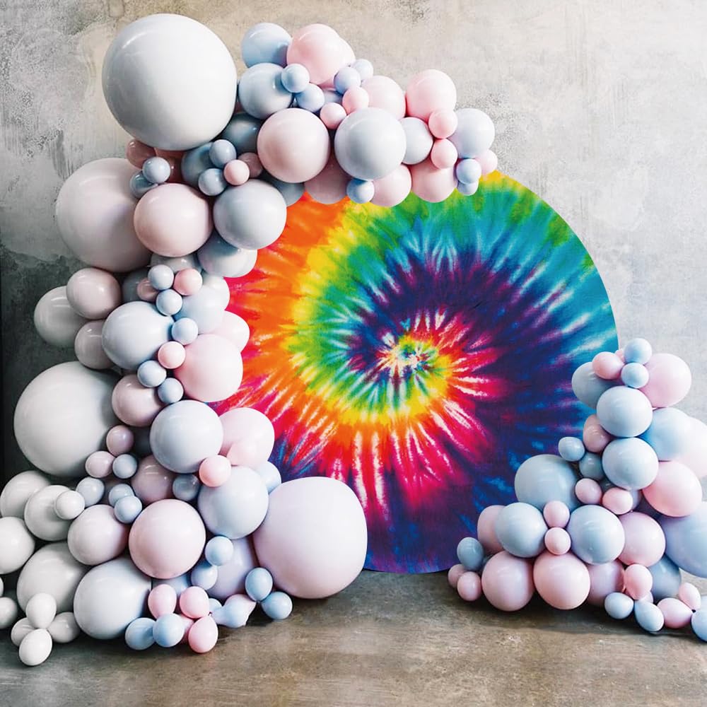 Renaiss 7x7ft Psychedelic Round Backdrop Covers for Photoshoot Man Woman Portrait Trippy Hippie Colorful Tie Dye Spiral Circle Photography Background Abstract Chic Party Decors Photo Booth Props - Image 3