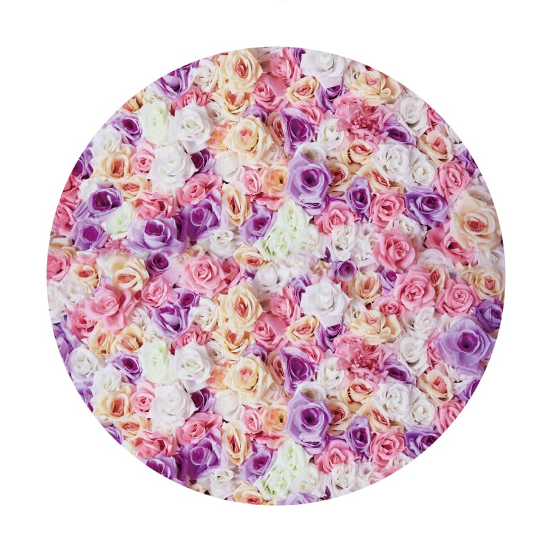 Renaiss 7x7ft Rose Flowers Round Backdrop Cover Pink Purple White Rose Wall Circle Photography Background Wedding Bridal Shower Baby Shower Girls Birthday Party Decor Floral Arch Photo Booth Props - Image 4