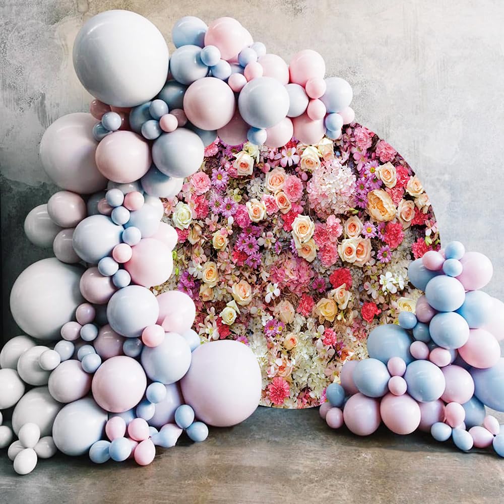 Renaiss 7x7ft Rose Round Backdrop Cover for Photoshoot Girl Woman Portrait Carnation Daisy Pink Floral Circle Photography Background Wedding Bridal Shower Mother's Day Party Decor Photo Booth Prop - Image 3