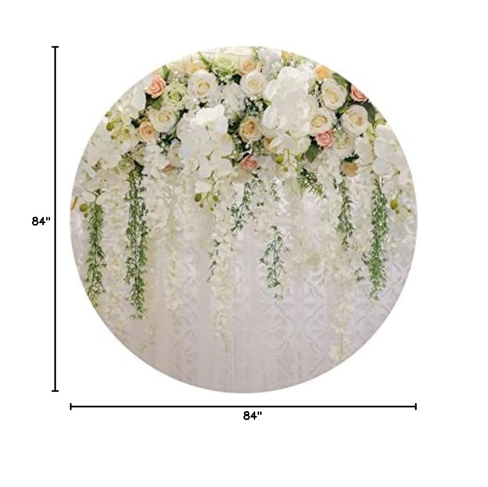 Renaiss 7x7ft White Flowers Round Backdrop Cover for Photoshoot Man Woman Portrait Rose Floral Wall Circle Photography Background Wedding Baby Shower Newborn Birthday Party Decor Photo Booth Props - Image 8