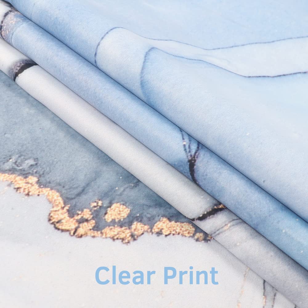 Renaiss Blue Marble Blackout Curtains, Light Blue Liquid Art Thermal Insulated Bedroom Window Curtains, Modern Luxury Marble Texture Window Drapes for Living Room, 42W x 84L 2 Panels Set - Image 6