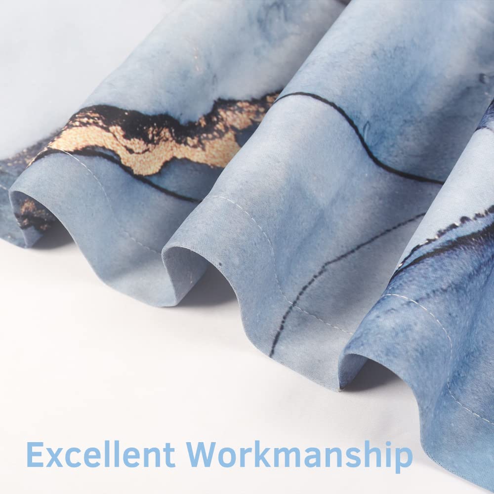 Renaiss Blue Marble Blackout Curtains, Light Blue Liquid Art Thermal Insulated Bedroom Window Curtains, Modern Luxury Marble Texture Window Drapes for Living Room, 42W x 84L 2 Panels Set - Image 8