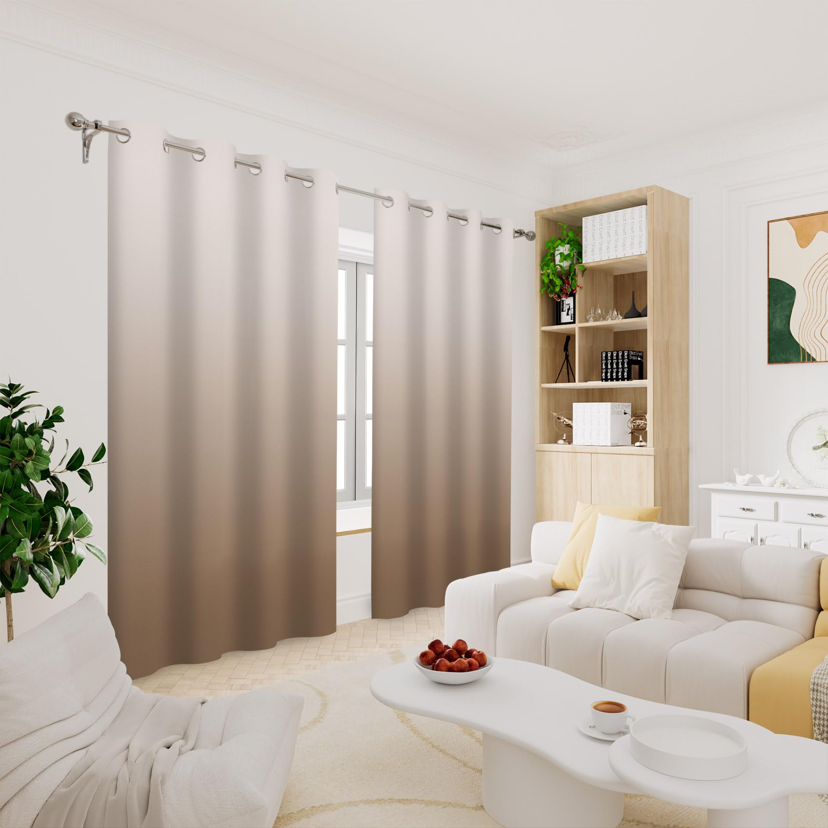 Renaiss Brown Ombre Blackout Curtains, Gradient Color Thermal Insulated Window Curtain for Living Room, Polyester Grommet Top Window Drapes for Bedroom (42W x 84L / 2 Panels Per Set) - Image 4
