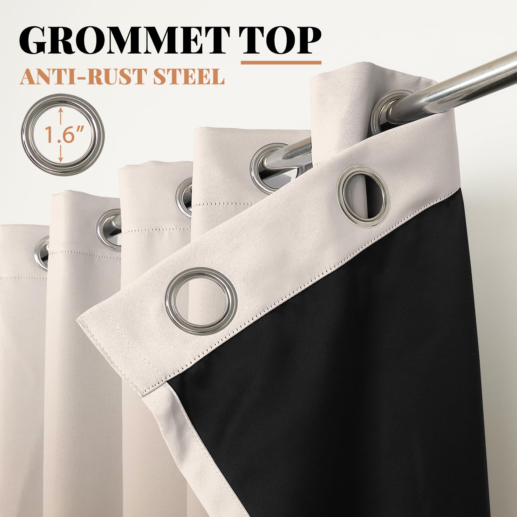 Renaiss Brown Ombre Blackout Curtains, Gradient Color Thermal Insulated Window Curtain for Living Room, Polyester Grommet Top Window Drapes for Bedroom (42W x 84L / 2 Panels Per Set) - Image 5