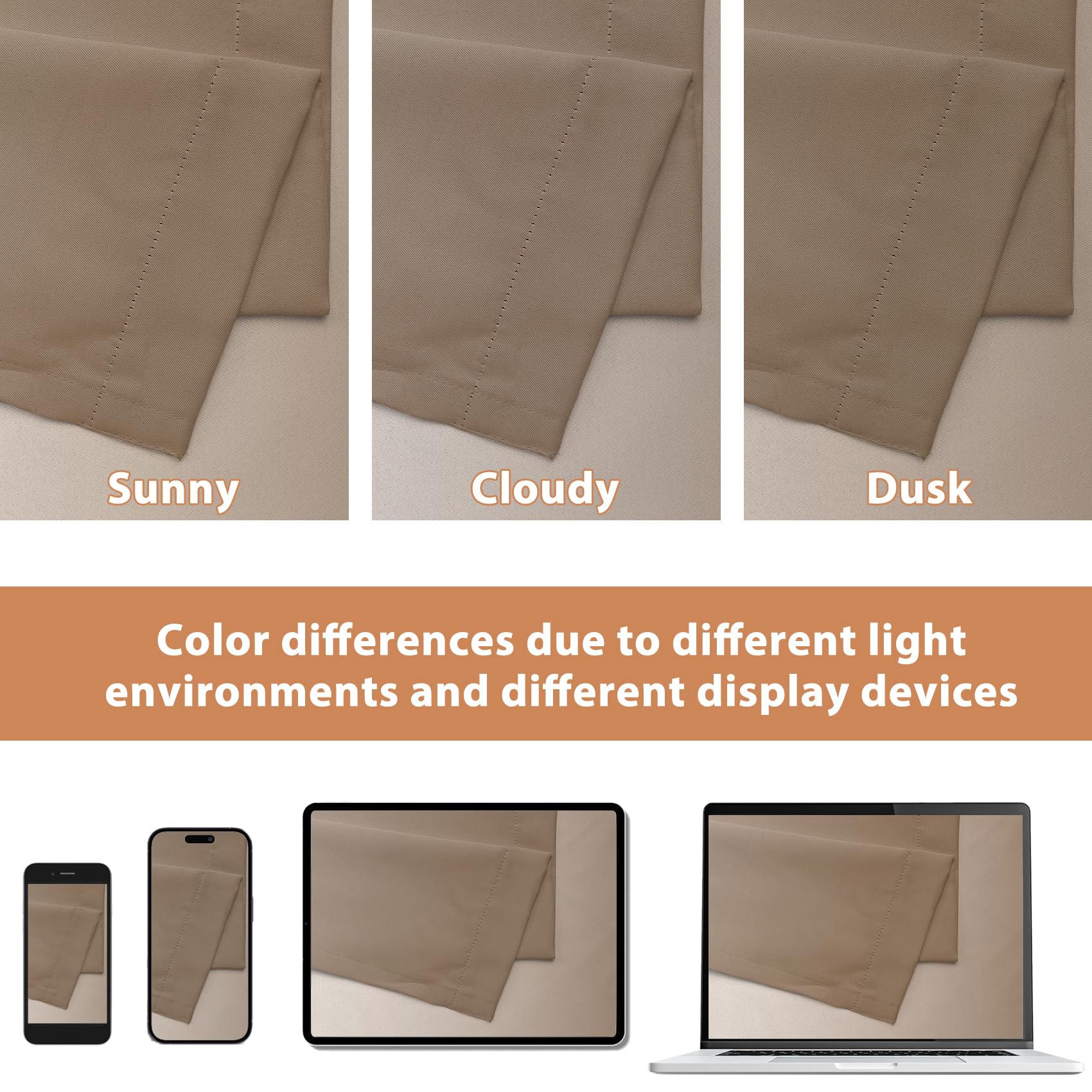 Renaiss Brown Ombre Blackout Curtains, Gradient Color Thermal Insulated Window Curtain for Living Room, Polyester Grommet Top Window Drapes for Bedroom (42W x 84L / 2 Panels Per Set) - Image 6