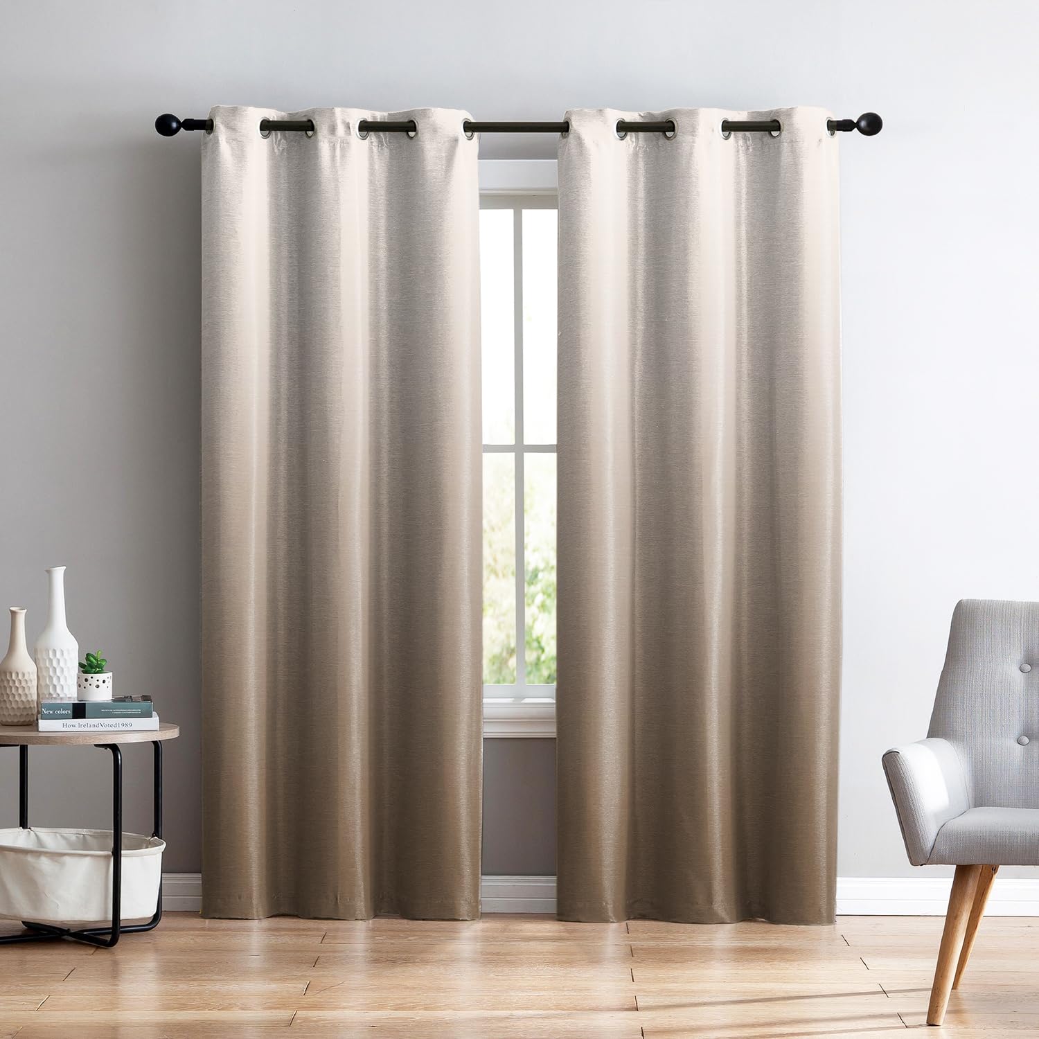 Renaiss Brown Ombre Blackout Curtains, Gradient Color Thermal Insulated Window Curtain for Living Room, Polyester Grommet Top Window Drapes for Bedroom (42W x 84L / 2 Panels Per Set) - Image 7