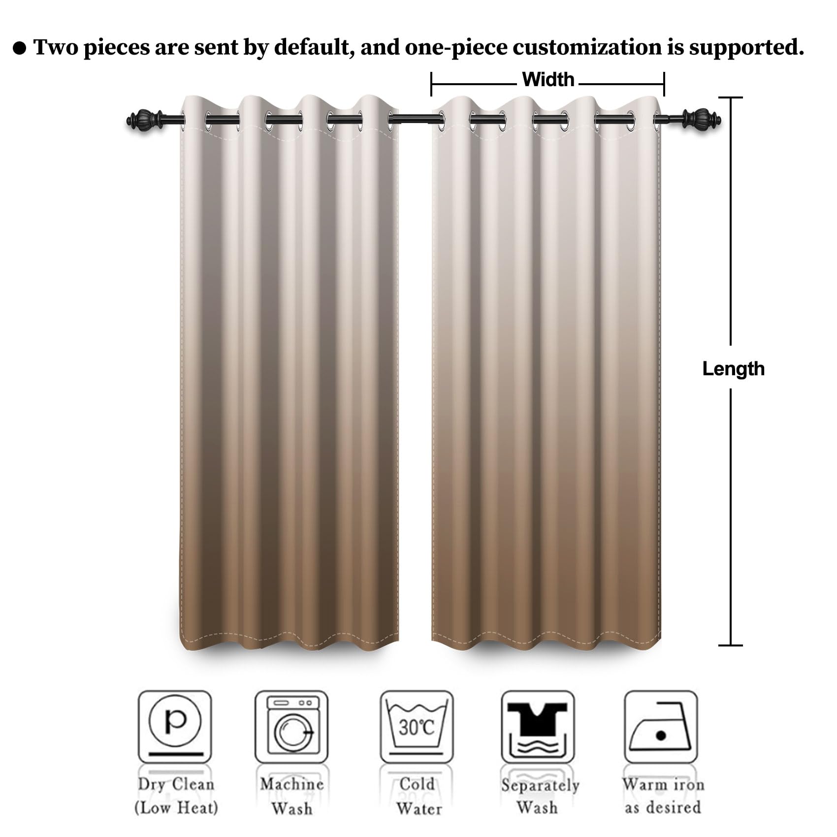 Renaiss Brown Ombre Blackout Curtains, Gradient Color Thermal Insulated Window Curtain for Living Room, Polyester Grommet Top Window Drapes for Bedroom (42W x 84L / 2 Panels Per Set) - Image 9