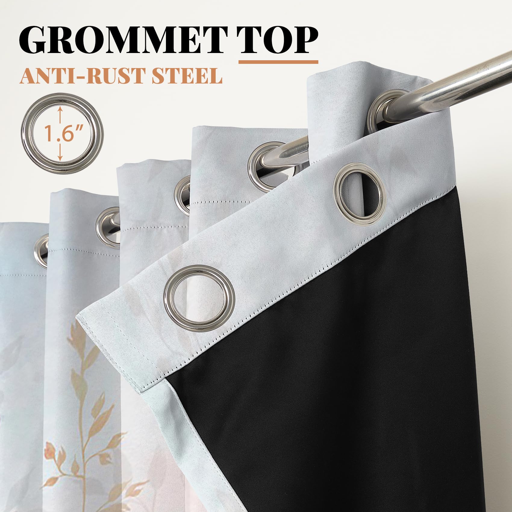 Renaiss Elegant Leaf Vine Printed Curtains 84 Inch Long for Living Room 2 Panels with Grommet Unique Pastel Living Room Curtains Thermal Insulated Bedroom Curtains Drapes Window Treatment - Image 5