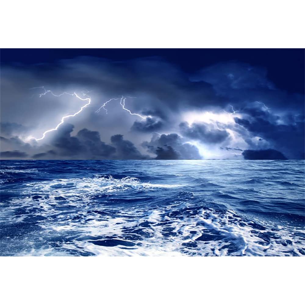 Renaiss Stormy Sea Backdrop for Photoshoot Adults Kids Portrait Dazzling Lightning Ocean Night Caribbean Sea Photography Background Birthday Nautical Pirate Themed Party Decor 7x5ft Photo Booth Props - Image 6