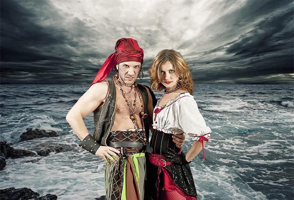 Renaiss Stormy Sea Backdrop for Photoshoot Adults Kids Portrait Marine Low Dark Clouds Waves Reef Misty Ocean Photography Background Nautical Pirate Themed Party Decors 10x8ft Banner Photo Booth Props - Image 5